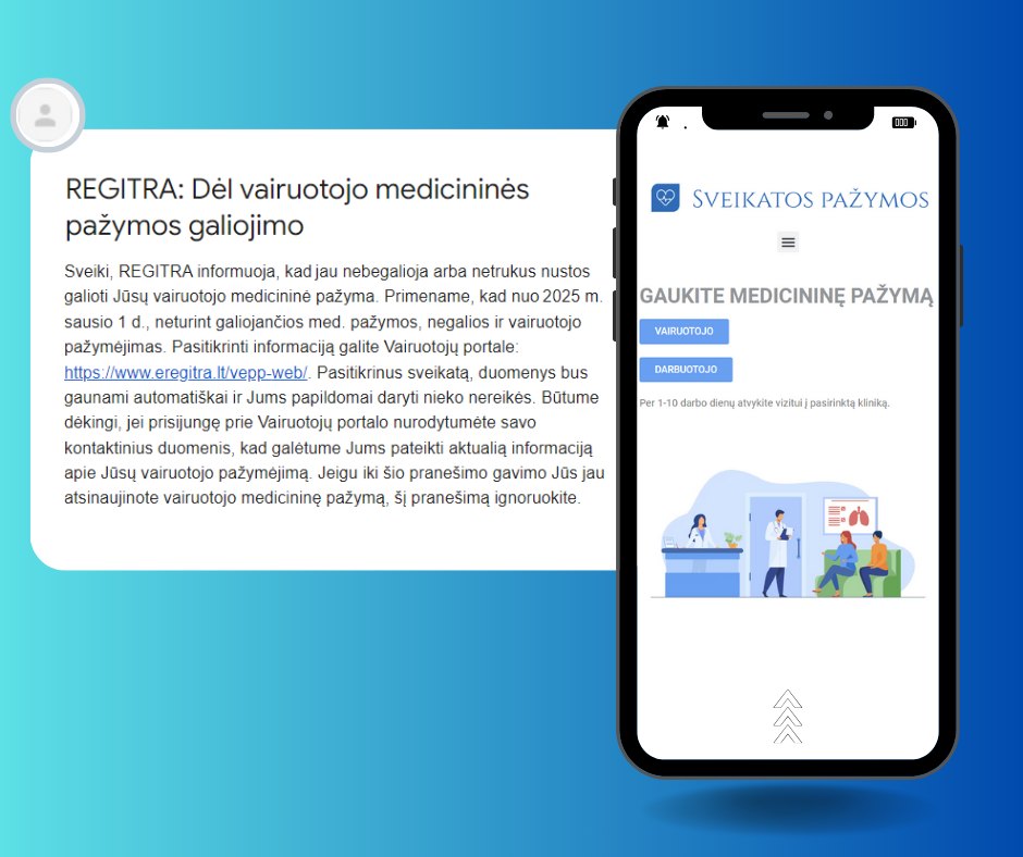 Žinutės ir laiškai dėl medicininės pažymos galiojimo